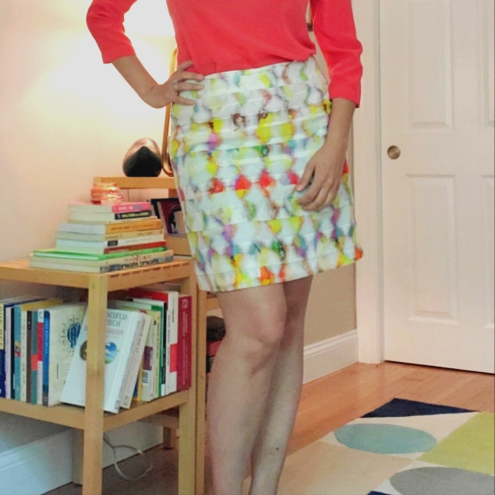 ANN TAYLOR Cotton Silk Watercolor Skirt
